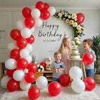 FQZYLCH Red & White Balloons Garland Arch Kit | 130pcs Matte Latex for Weddings & Parties