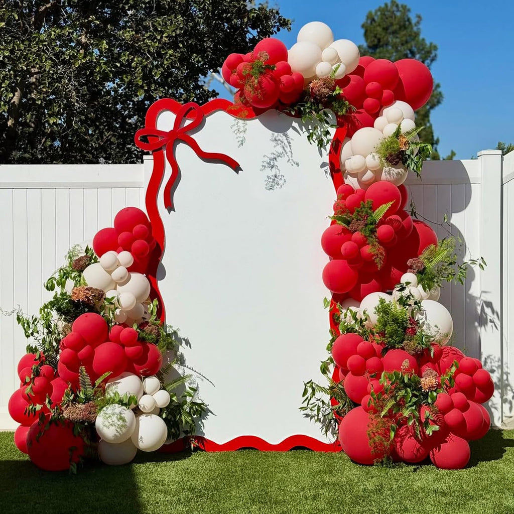 FQZYLCH Red & White Balloons Garland Arch Kit | 130pcs Matte Latex for Weddings & Parties