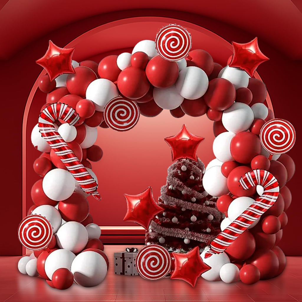 FQZYLCH Red & White Balloons Garland Arch Kit | 130pcs Matte Latex for Weddings & Parties