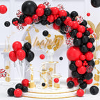FQZYLCH Red & Black Balloons Garland Arch Kit – 130pcs Matte Latex Party Decor