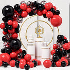 FQZYLCH Red & Black Balloons Garland Arch Kit – 130pcs Matte Latex Party Decor