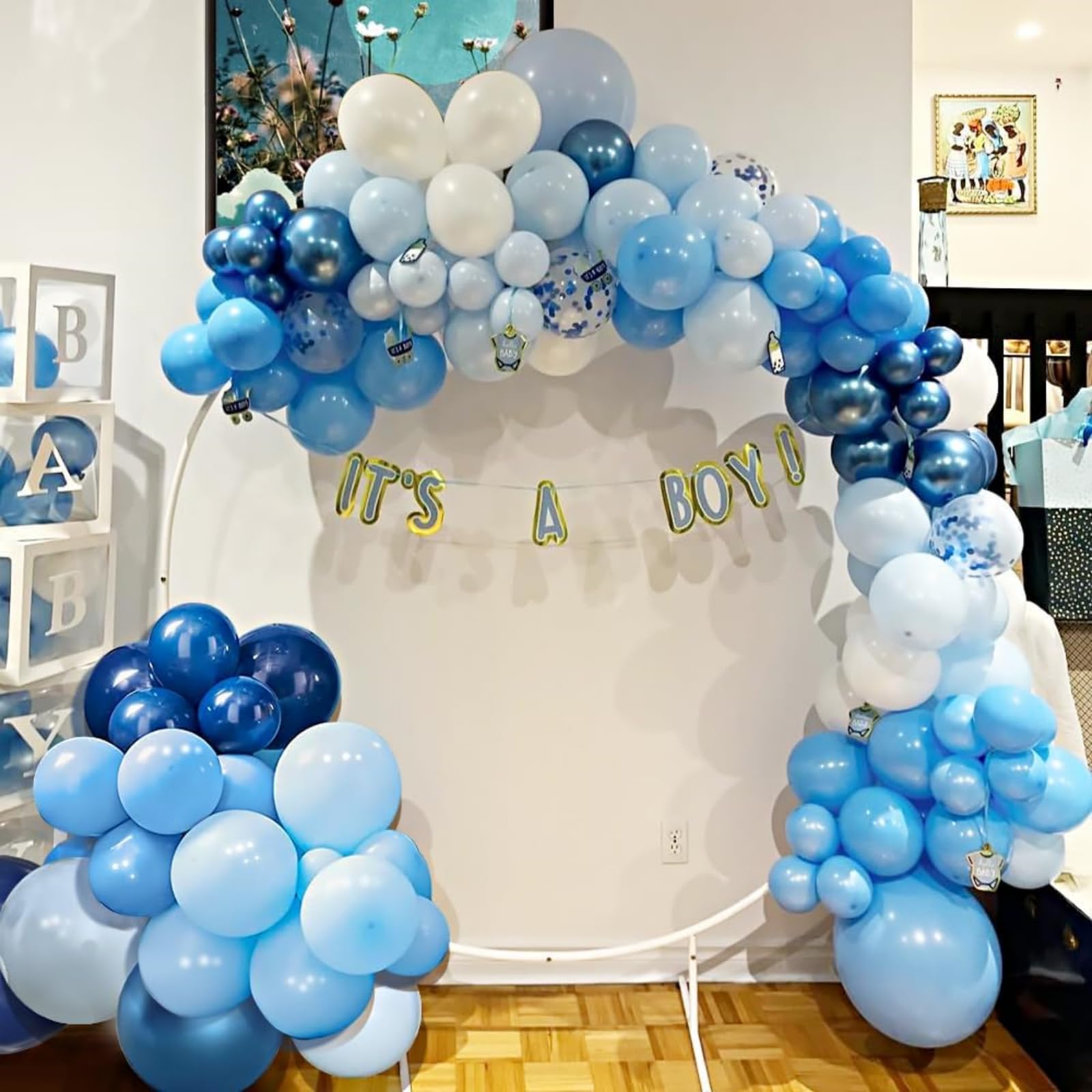FQZYLCH Blue Balloons Garland Arch Kit — 130pcs Navy & Light Blue Party Decor
