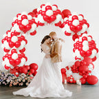 FQZYLCH Red & White Balloons Garland Arch Kit | 130pcs Matte Latex for Weddings & Parties