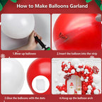 FQZYLCH Red & White Balloons Garland Arch Kit | 130pcs Matte Latex for Weddings & Parties