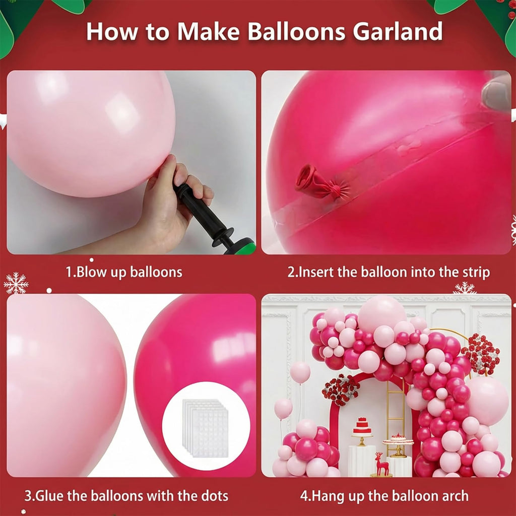 FQZYLCH Pink Balloons Garland Arch Kit — 130pcs Thickened Latex Balloons for Weddings & Parties