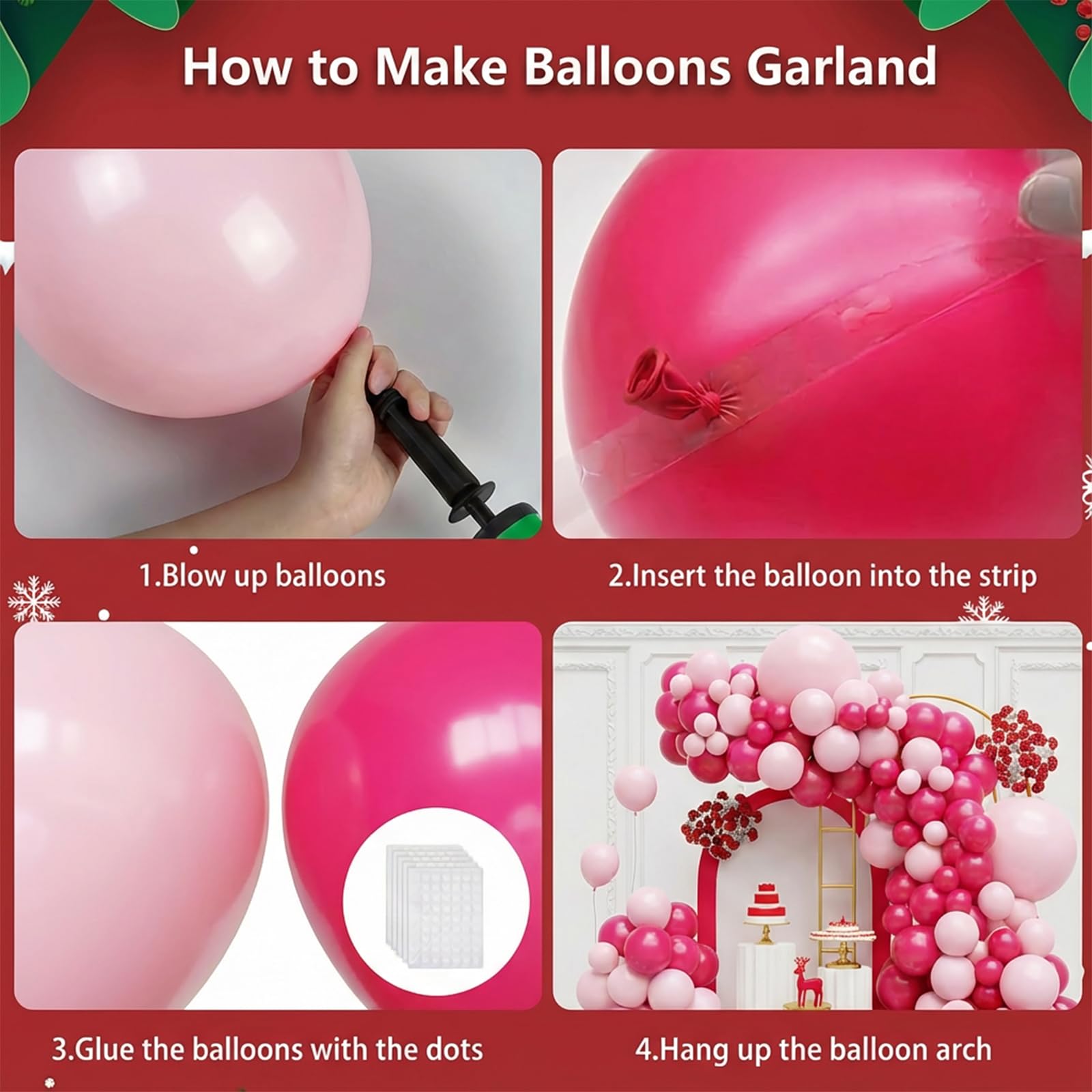 FQZYLCH Pink Balloons Garland Arch Kit — 130pcs Thickened Latex Balloons for Weddings & Parties