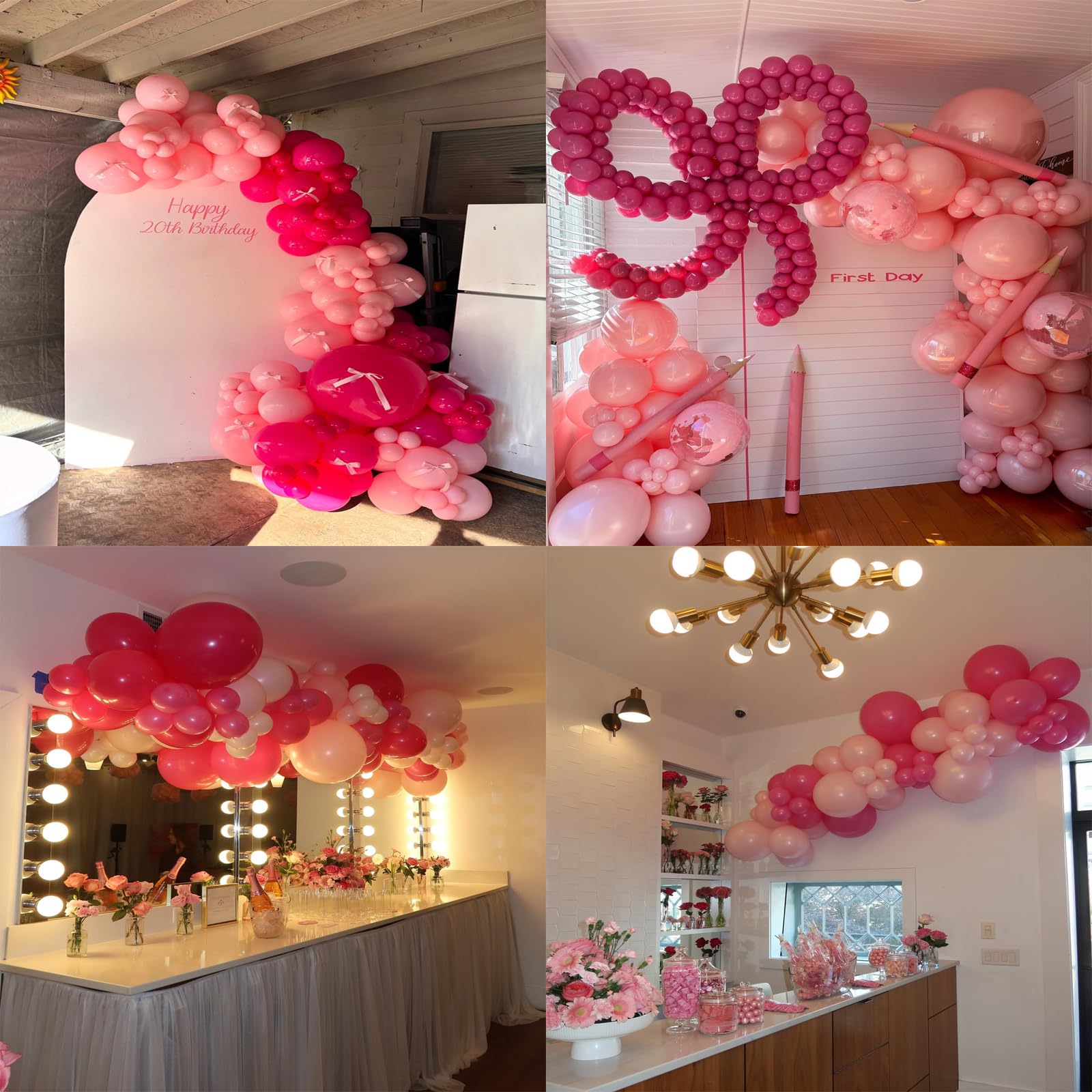 FQZYLCH Pink Balloons Garland Arch Kit — 130pcs Thickened Latex Balloons for Weddings & Parties