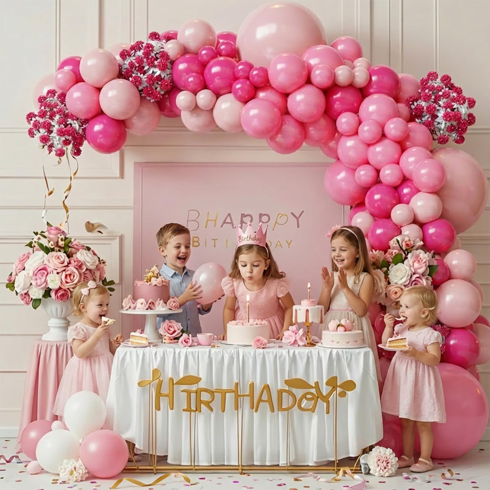 FQZYLCH Pink Balloons Garland Arch Kit — 130pcs Thickened Latex Balloons for Weddings & Parties