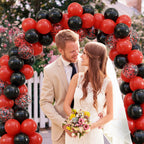 FQZYLCH Red & Black Balloons Garland Arch Kit – 130pcs Matte Latex Party Decor