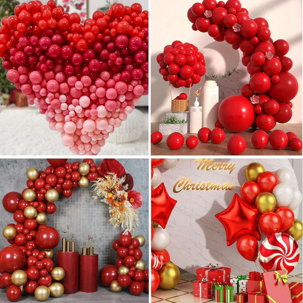 FQZYLCH Red & White Balloons Garland Arch Kit | 130pcs Matte Latex for Weddings & Parties