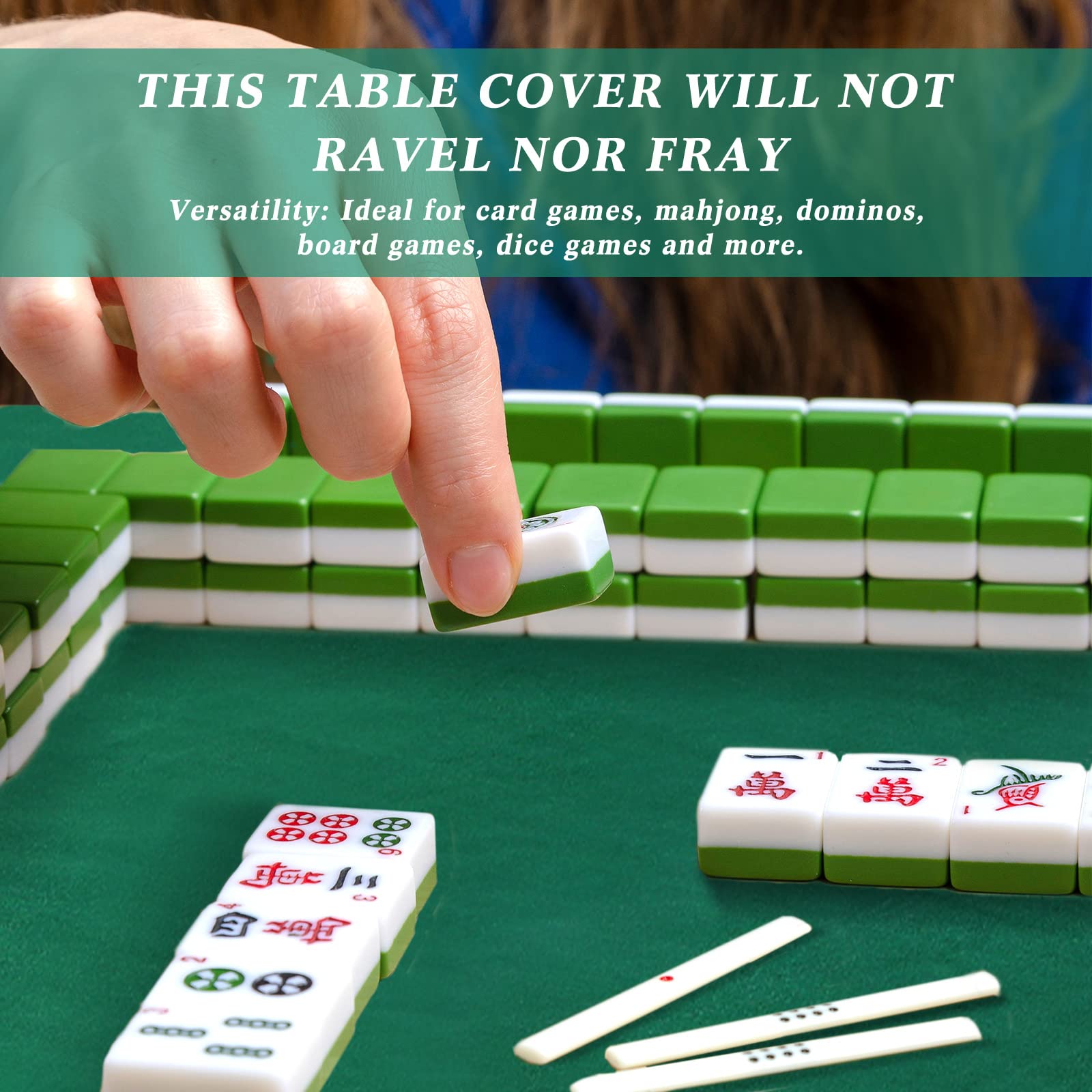Frienda Green Felt Table Cover | 34x34 in Folding Card Tablecloth for Poker, Mahjong & Board Games