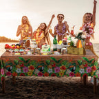 Frienda 3-Piece Tiki Tablecloth Decorations | Luau Table Cover – Waterproof & Disposable