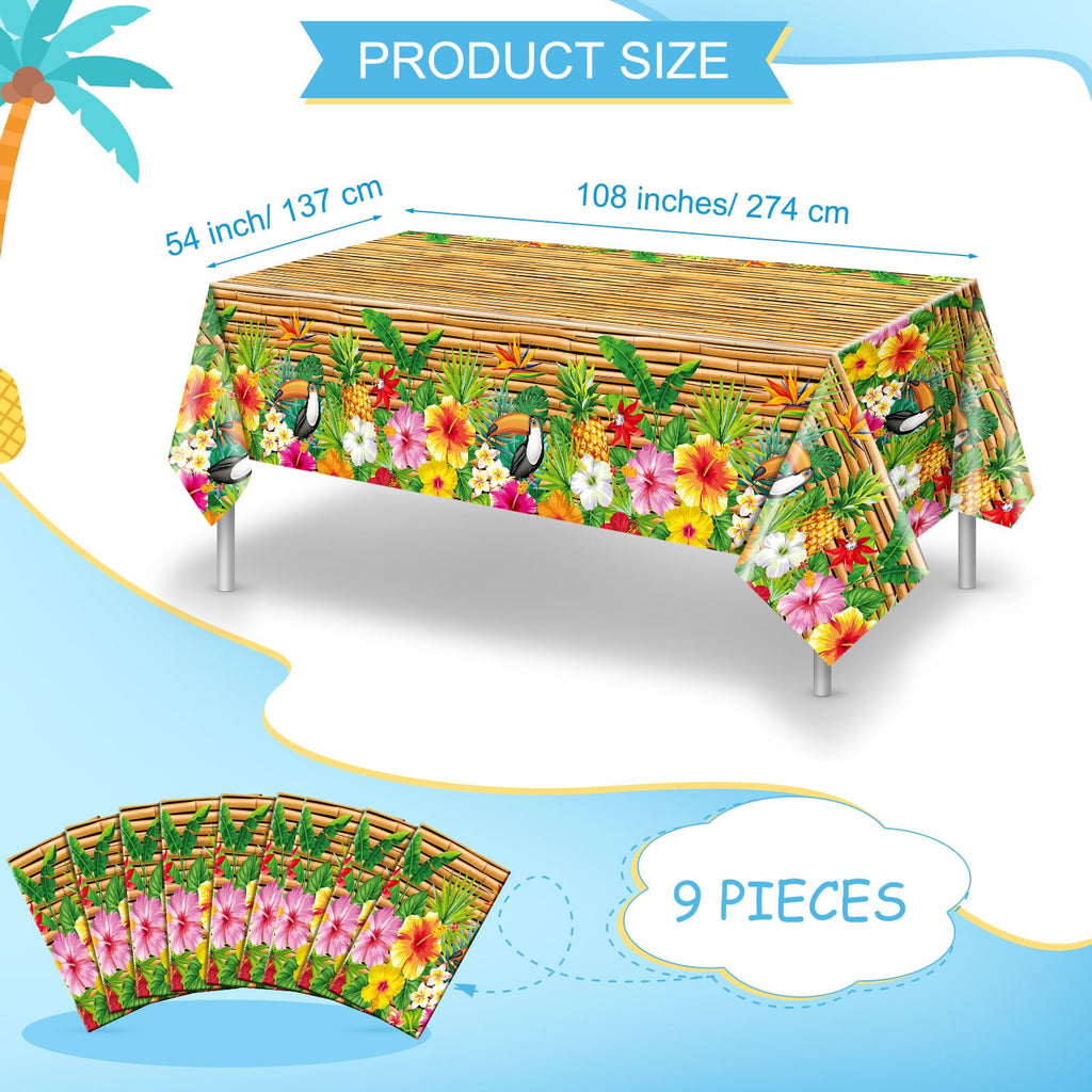 Frienda 3-Piece Tiki Tablecloth Decorations | Luau Table Cover – Waterproof & Disposable