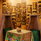 Frienda 3-Piece Tiki Tablecloth Decorations | Luau Table Cover – Waterproof & Disposable