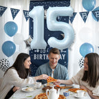 Froova 15th Birthday Balloons - 40'' Light Baby Blue Foil Number 15 Balloon