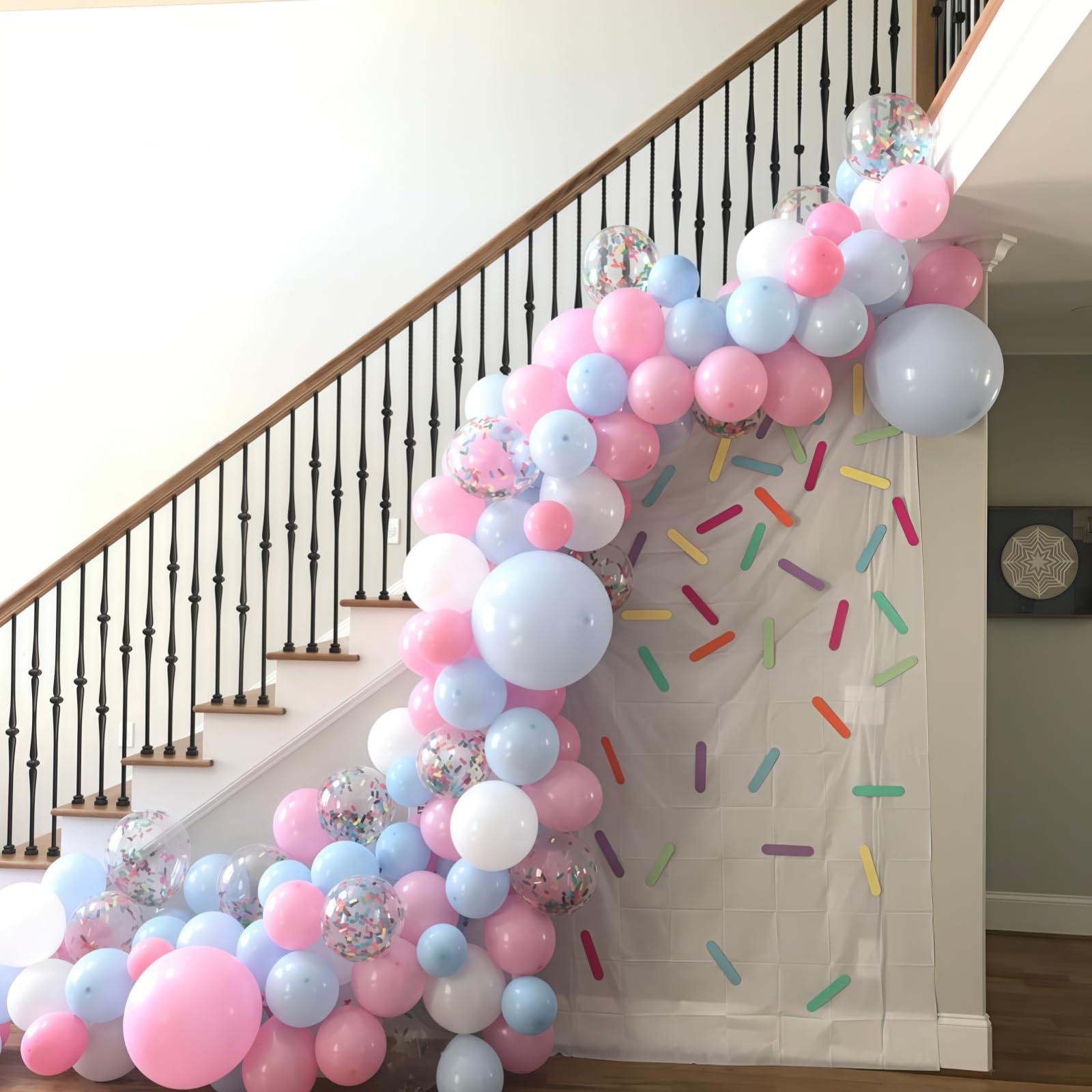 Froova Rainbow Confetti Balloons 12in — Ice Cream Sprinkle Confetti Balloons for Birthday, Baby Shower, Bridal Shower & Graduation
