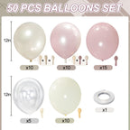 Froova Dusty Pink Balloons 12 Inch – Double Stuffed Pearl & Clear Latex for Baby Shower, Wedding & Boho Parties