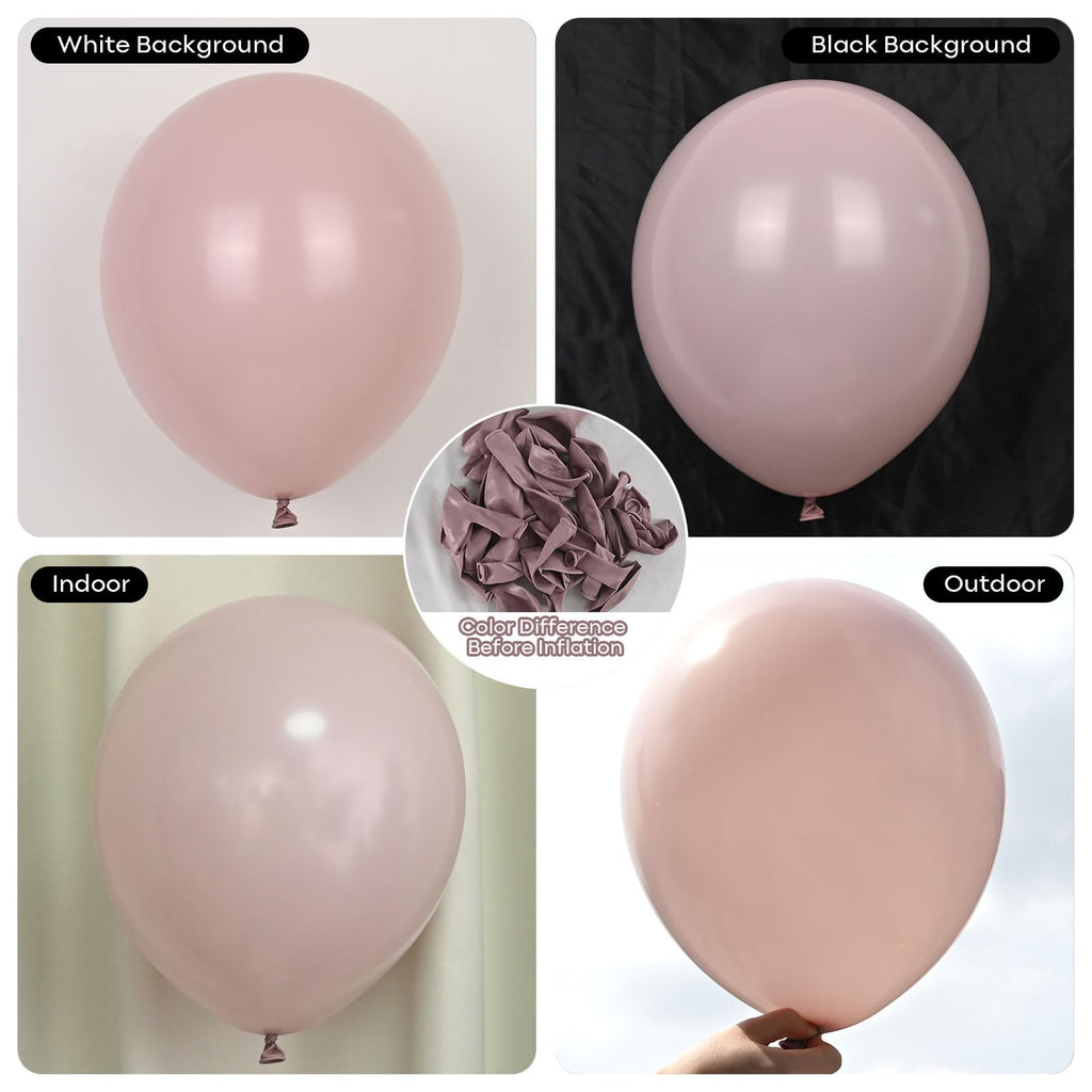 Froova Dusty Pink Balloons 12 Inch – Double Stuffed Pearl & Clear Latex for Baby Shower, Wedding & Boho Parties