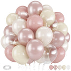 Froova Dusty Pink Balloons 12 Inch – Double Stuffed Pearl & Clear Latex for Baby Shower, Wedding & Boho Parties