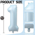 Froova 15th Birthday Balloons - 40'' Light Baby Blue Foil Number 15 Balloon