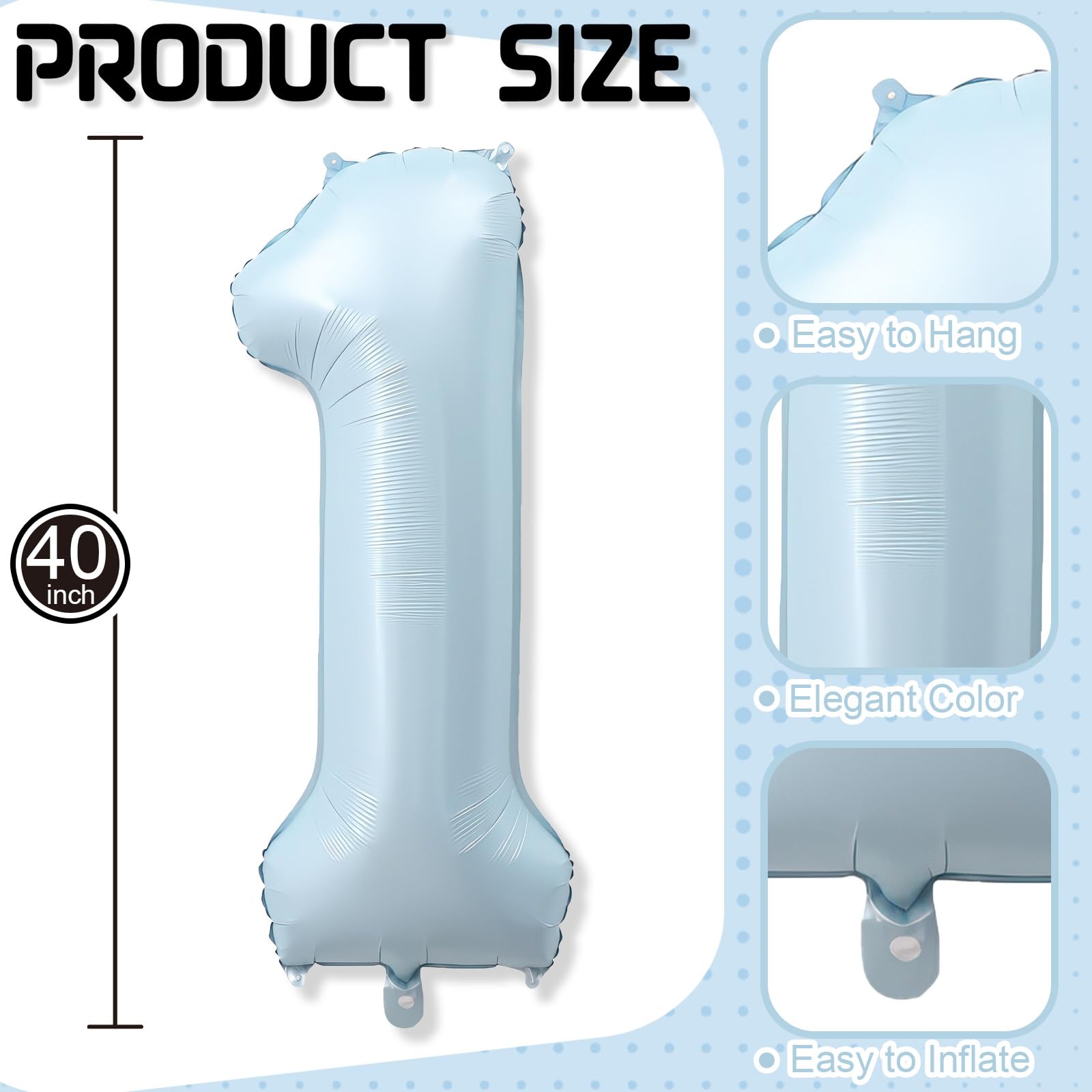 Froova 15th Birthday Balloons - 40'' Light Baby Blue Foil Number 15 Balloon
