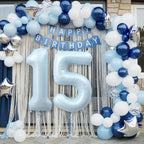 Froova 15th Birthday Balloons - 40'' Light Baby Blue Foil Number 15 Balloon