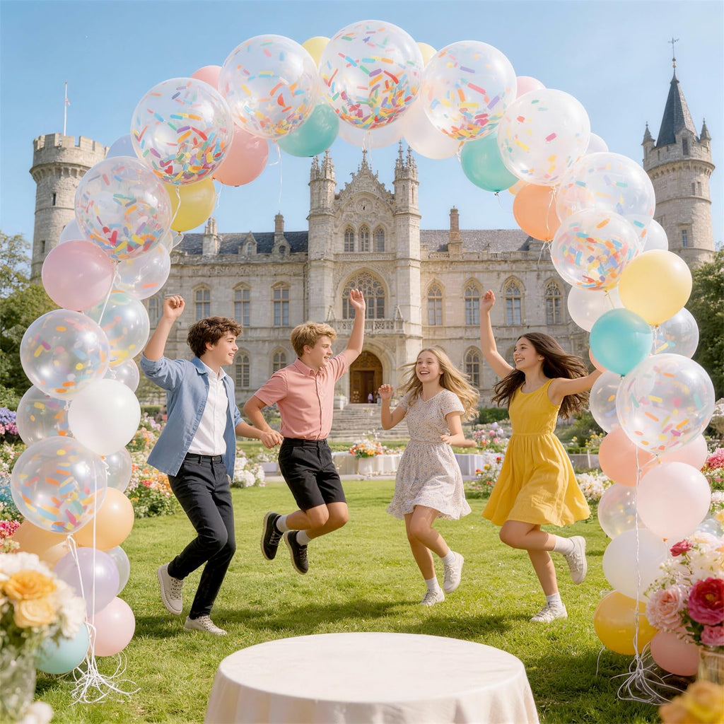 Froova Rainbow Confetti Balloons 12in — Ice Cream Sprinkle Confetti Balloons for Birthday, Baby Shower, Bridal Shower & Graduation