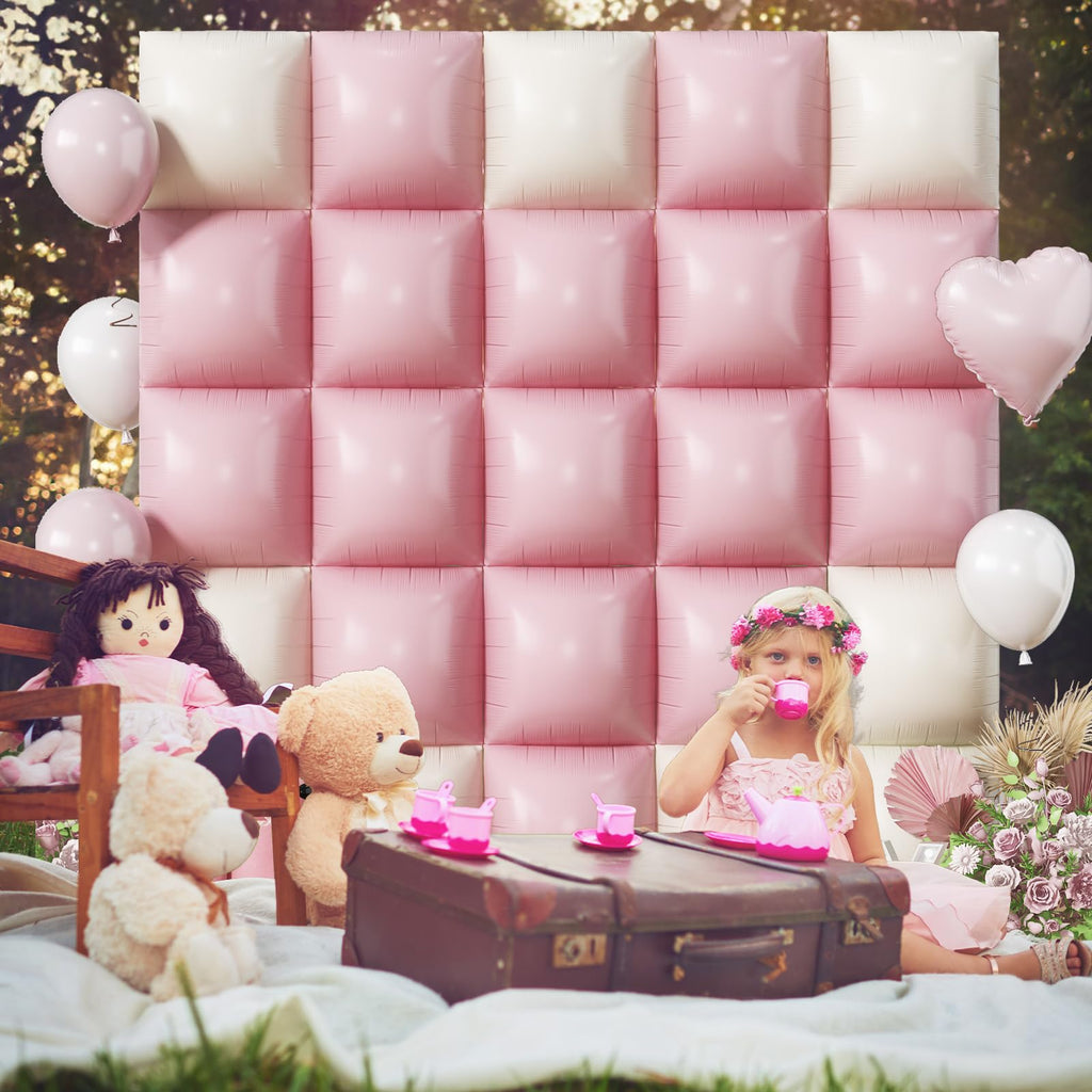 Froova Pink Cream Square Foil Balloons – 25pc Backdrop Kit for Weddings & Parties