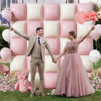 Froova Pink Cream Square Foil Balloons – 25pc Backdrop Kit for Weddings & Parties