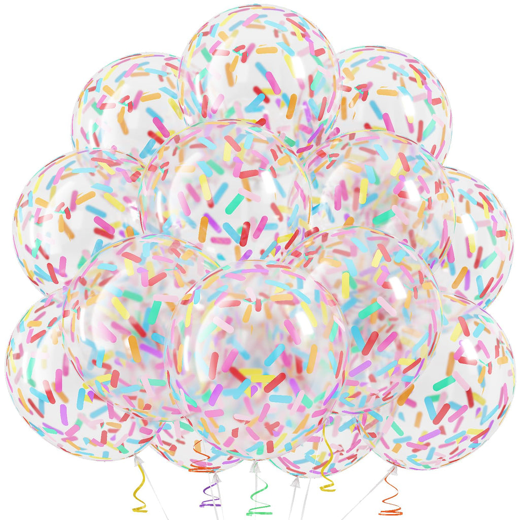 Froova Rainbow Confetti Balloons 12in — Ice Cream Sprinkle Confetti Balloons for Birthday, Baby Shower, Bridal Shower & Graduation