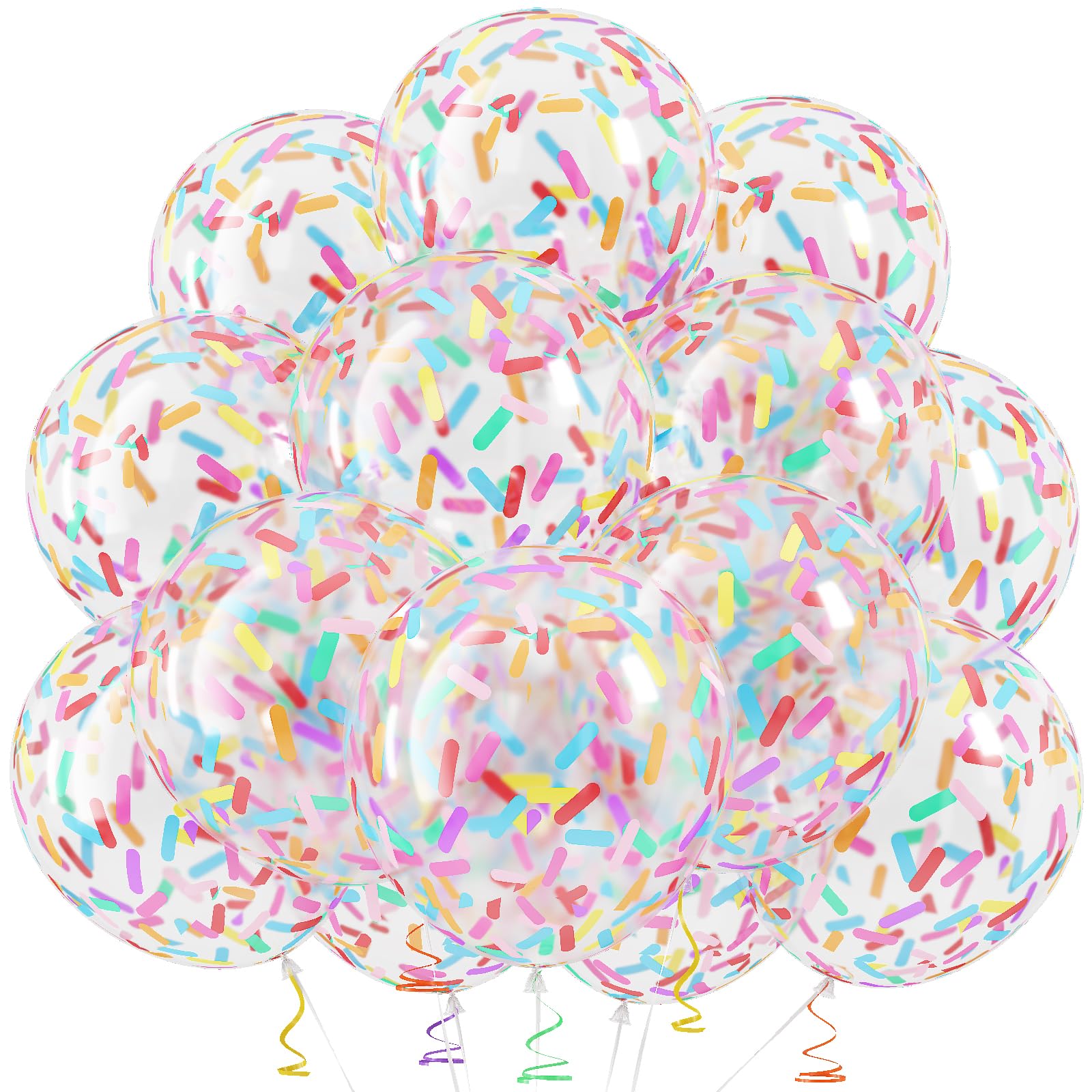 Froova Rainbow Confetti Balloons 12in — Ice Cream Sprinkle Confetti Balloons for Birthday, Baby Shower, Bridal Shower & Graduation