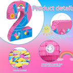 Fsnjcz Pink Number 2 Pinata – 15.7-inch Party Decoration with Stick, Blindfold & Confetti