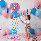 Fsnjcz Pink Number 2 Pinata – 15.7-inch Party Decoration with Stick, Blindfold & Confetti