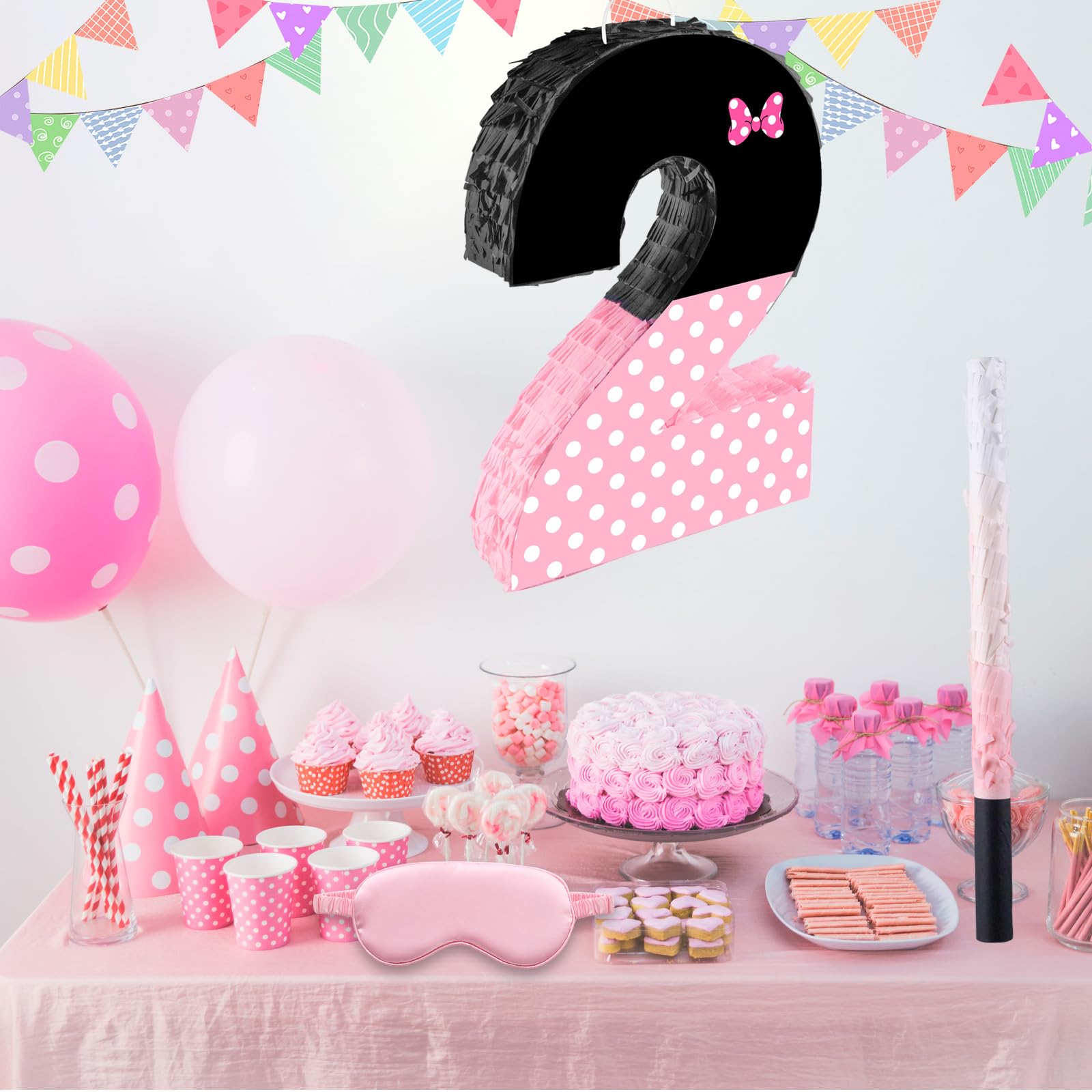 Fsnjcz Pink Bow Pinata – Number 2, 15.7 x 11.5 x 3 in, Birthday Party Decorations
