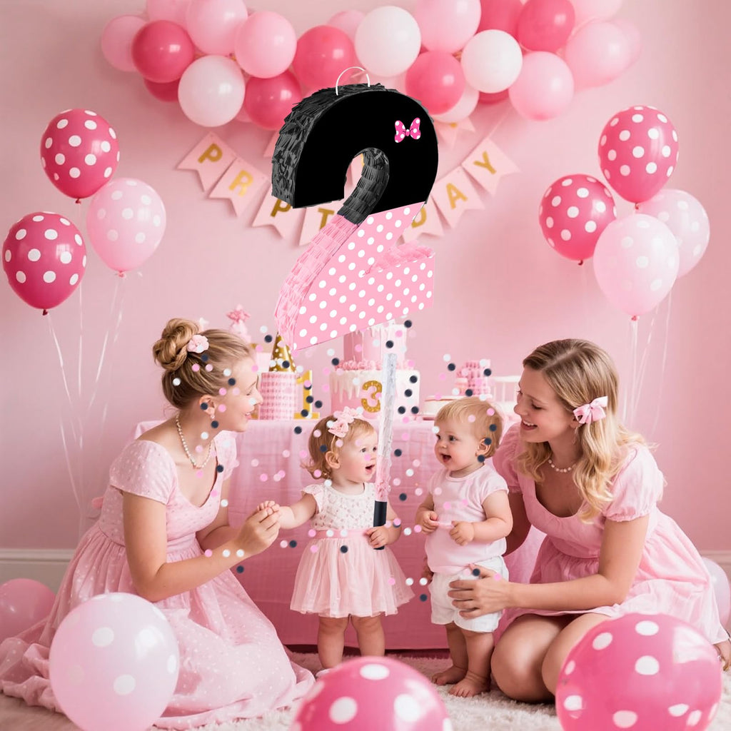 Fsnjcz Pink Bow Pinata – Number 2, 15.7 x 11.5 x 3 in, Birthday Party Decorations