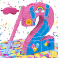 Fsnjcz Pink Number 2 Pinata – 15.7-inch Party Decoration with Stick, Blindfold & Confetti