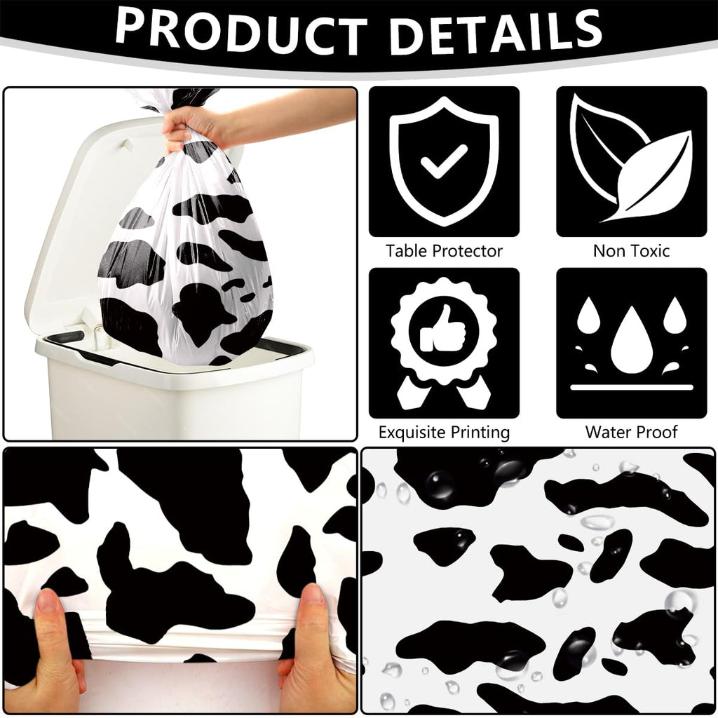 FuenteOrilla 4 Pcs Story Tablecloths Mix Color – Cow & Cloud Pattern Plastic Table Covers 52 x 86 in