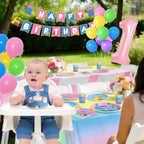 Fufuddz English Teacher Rainbow Birthday Party Supplies — Plates, Napkins & Decor for 24 Guests