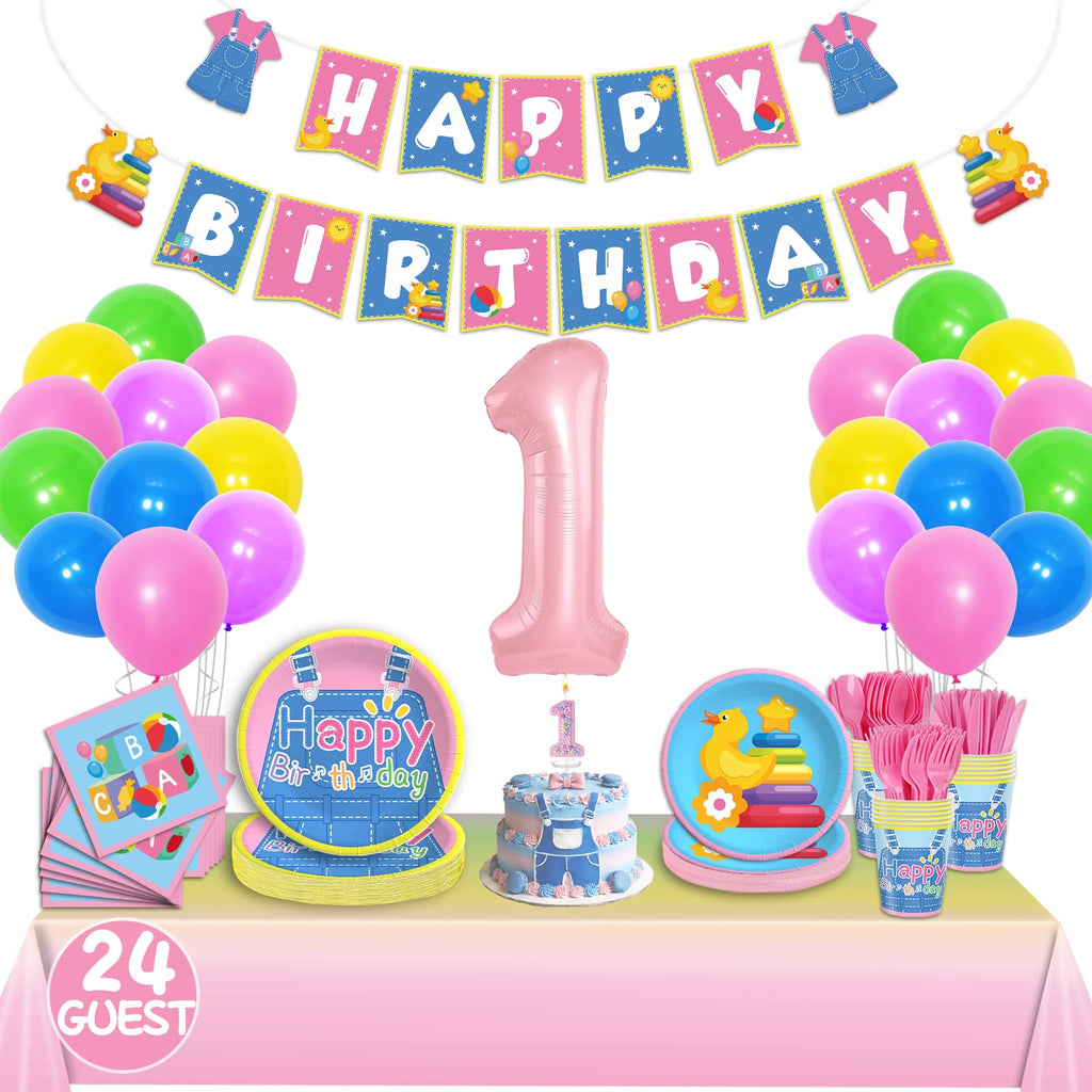 Fufuddz English Teacher Rainbow Birthday Party Supplies — Plates, Napkins & Decor for 24 Guests