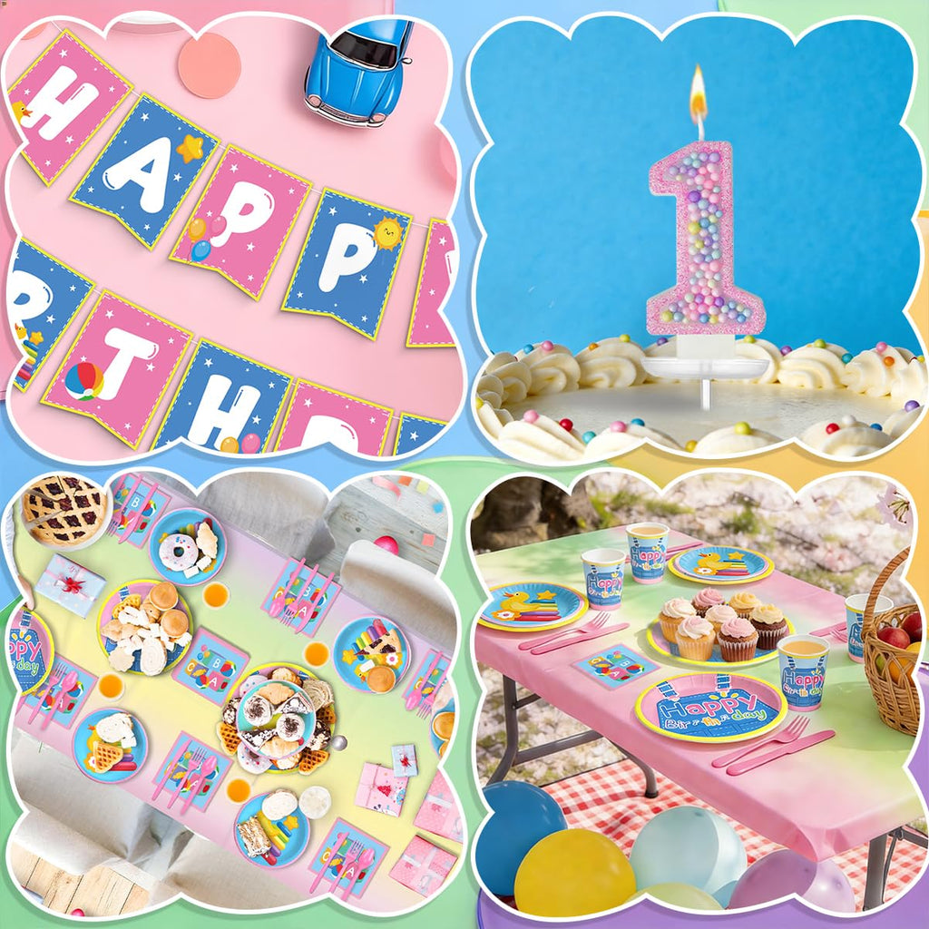 Fufuddz English Teacher Rainbow Birthday Party Supplies — Plates, Napkins & Decor for 24 Guests