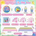 Fufuddz English Teacher Rainbow Birthday Party Supplies — Plates, Napkins & Decor for 24 Guests