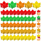FULAIERGD 45 Pcs Happy Thanksgiving Mirror Acrylic Disc Cupcake Toppers – 5 Color Maple Leaf Engraved