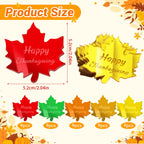 FULAIERGD 45 Pcs Happy Thanksgiving Mirror Acrylic Disc Cupcake Toppers – 5 Color Maple Leaf Engraved