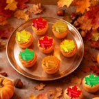 FULAIERGD 45 Pcs Happy Thanksgiving Mirror Acrylic Disc Cupcake Toppers – 5 Color Maple Leaf Engraved