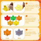 FULAIERGD 45 Pcs Happy Thanksgiving Mirror Acrylic Disc Cupcake Toppers – 5 Color Maple Leaf Engraved