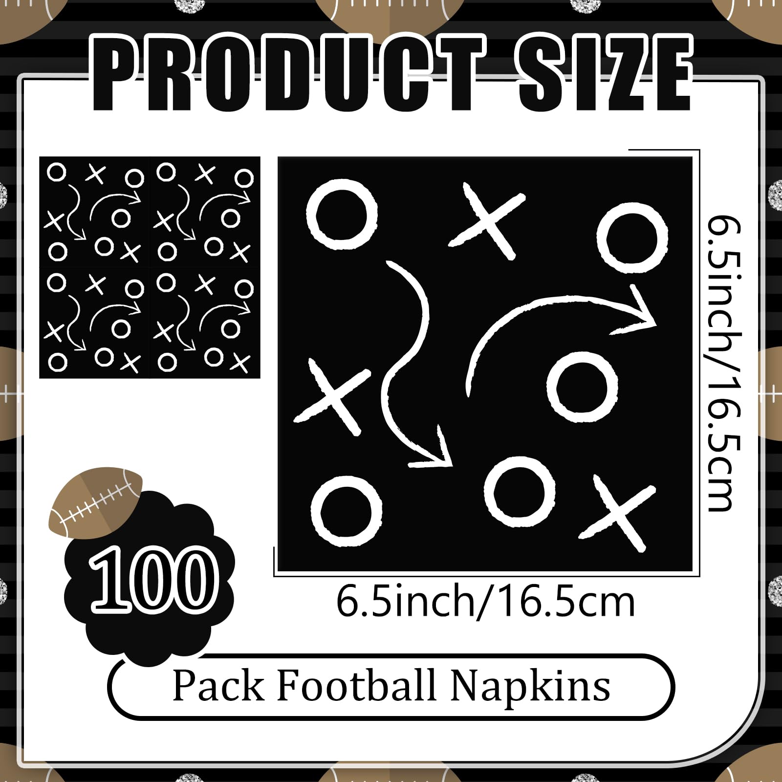 Fullhawl Football Napkins Bulk — 100 Pcs Disposable Sports Dinner Napkins