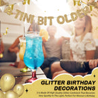 Fulmoon Pre Strung A Tini Bit Older Banner – Glitter Martini Party Decorations (Champagne Gold)