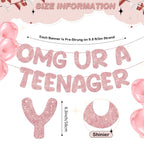 Fulmoon OMG Ur a Teenager Glitter Banner - 13th Birthday Decor (Rose Gold)
