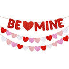 Fulmoon Be Mine Glitter Valentine Banner – Pre-Strung Heart Garland for Valentine's Day, Weddings & Home Decor