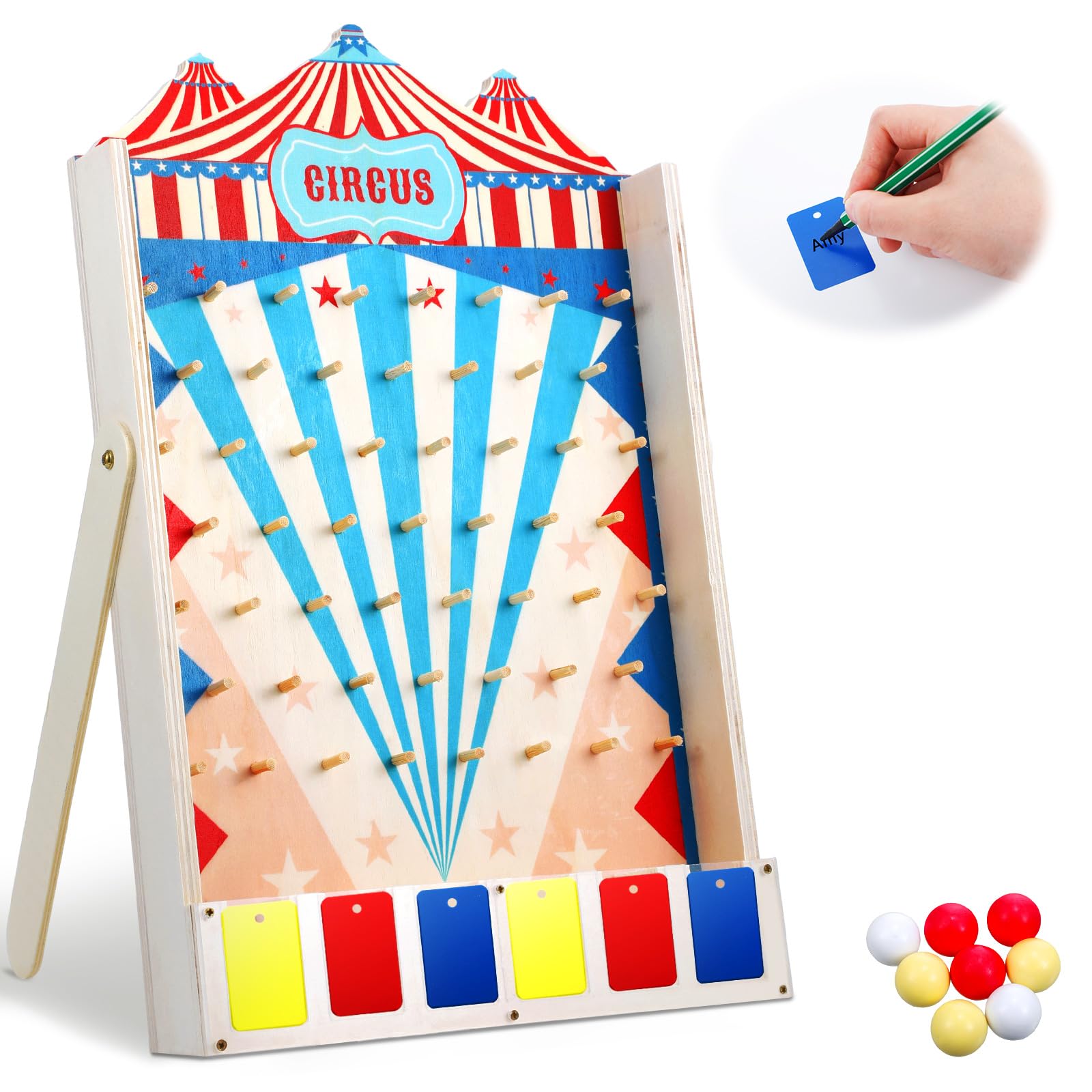 Fulmoon Disk Drop Game with 10 Disks – Wooden Carnival Circus Party Game (15.7 x 10 in)
